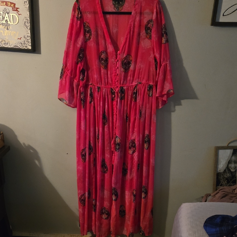 Torrid Pink Long Sleeve Dress